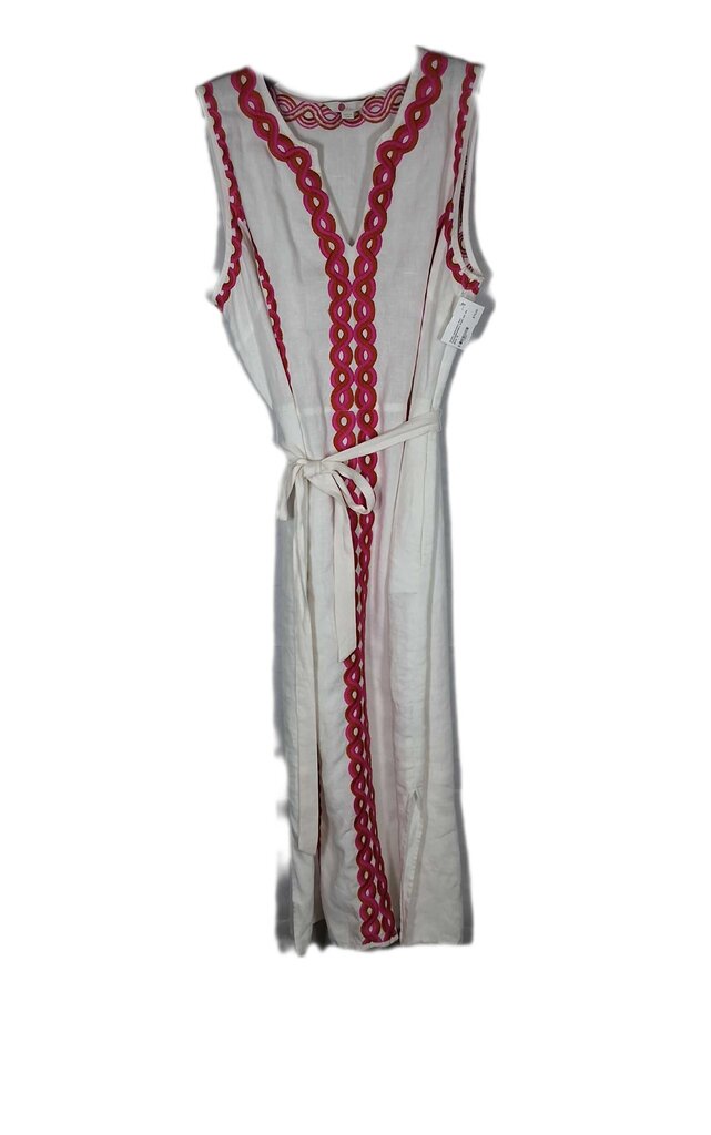 Boden sleeveless linen maxi/embroidery braid trim - 12 / wh pk/or / Used Boden sleeveless linen maxi/embroidery braid trim - 12 / wh pk/or / Used