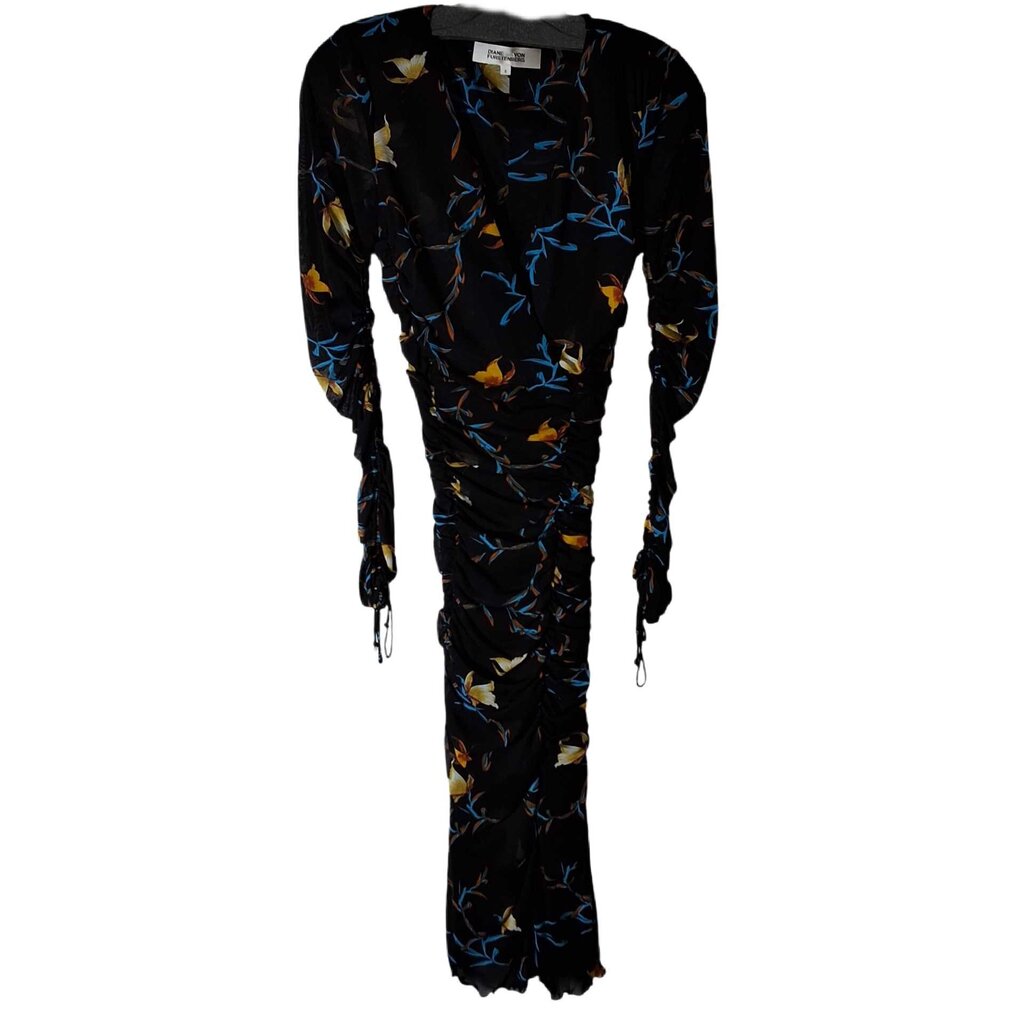 dvf long sleeve gathred tulle dress/butterflies