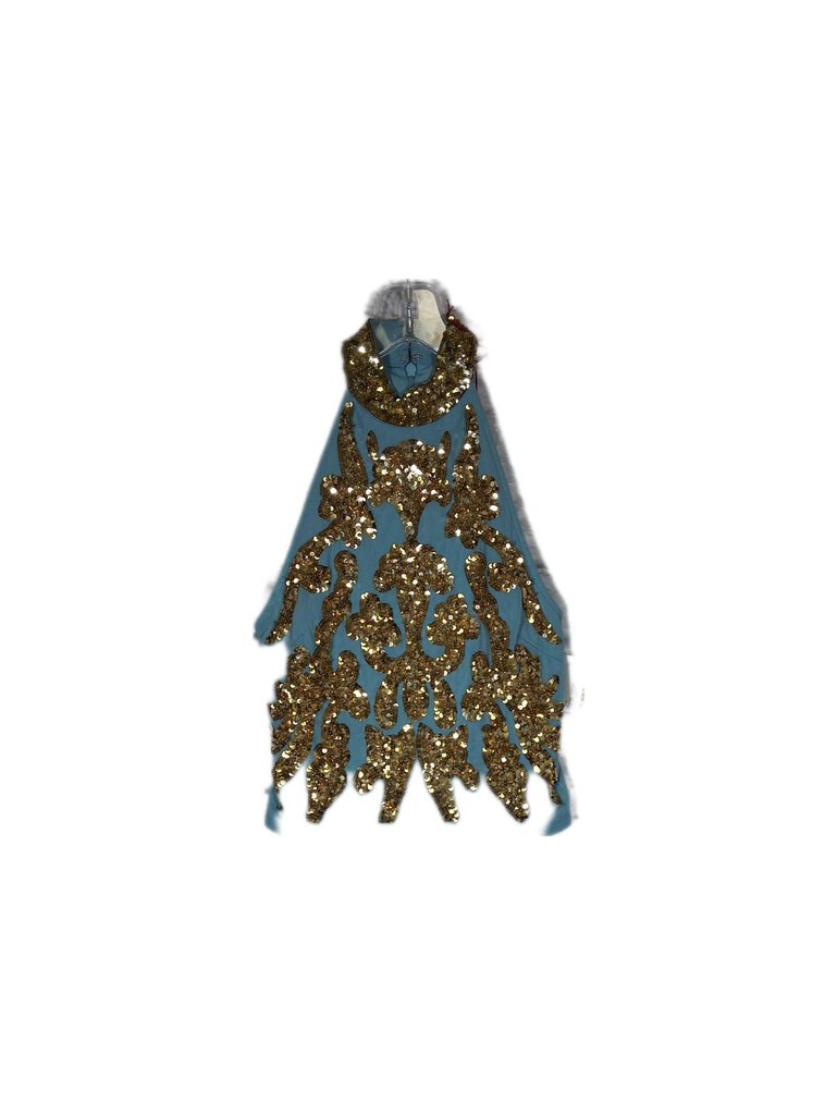 Sleeveless Stretch T-neck top/Sequins