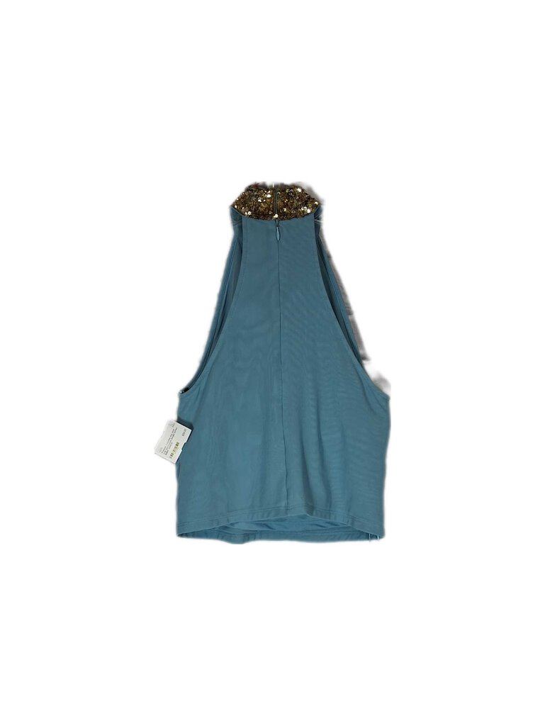 Sleeveless Stretch T-neck top/Sequins