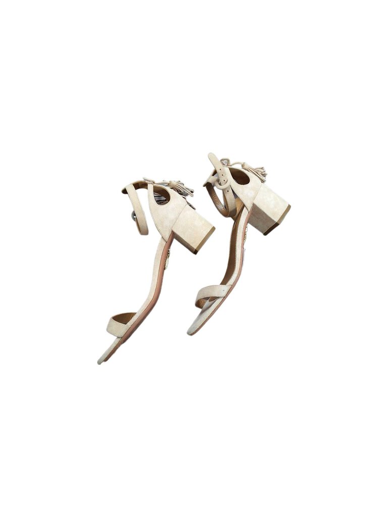 aquazzura block heel suede sandal/ankle strap