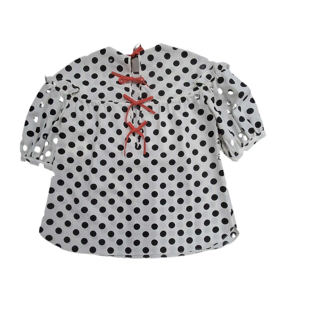Crosby puff short sleeve dots top/back bows