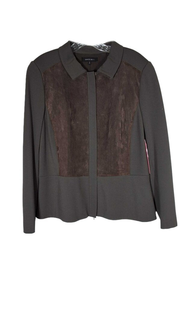 Lafayette knit jacket/suede front w/zipper
