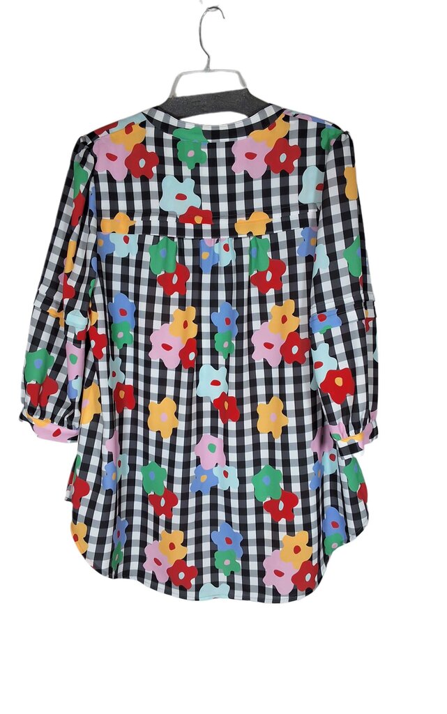 Crosby long sleeve check top/flowers