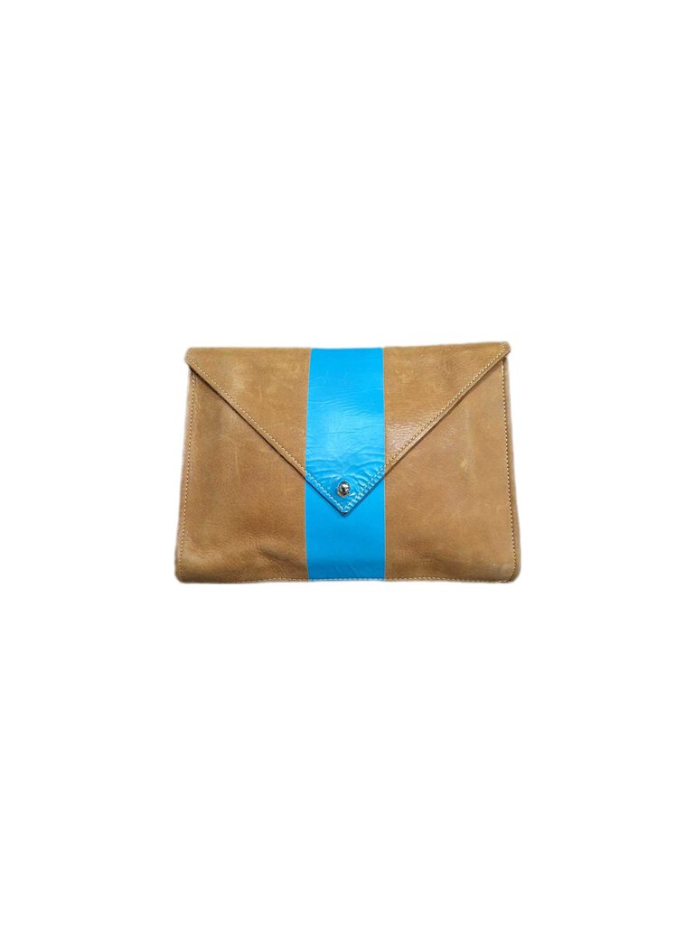 clare vivier stripe leather clutch