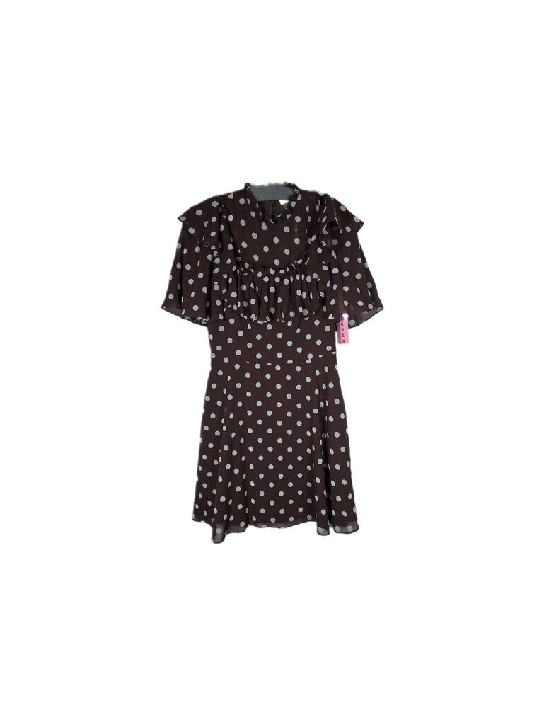 DES/Pearl/Lela Rose short sleeve rufflecocktail dress/dots
