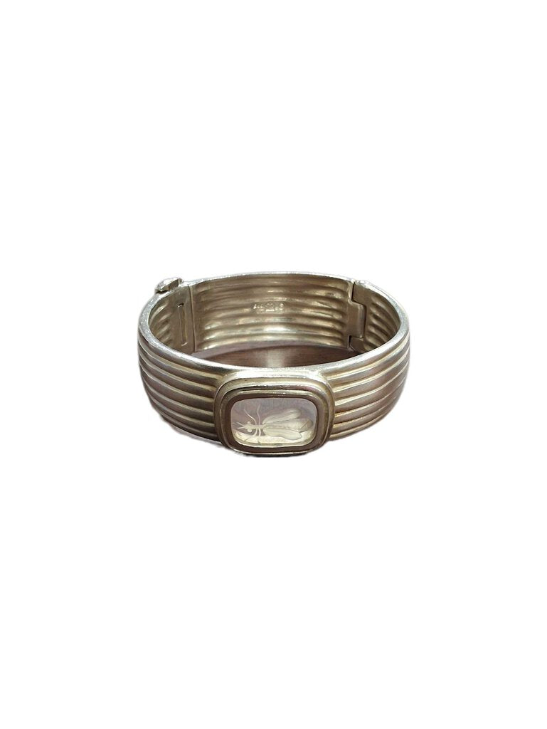 Slane column wide bangle/etched bee
