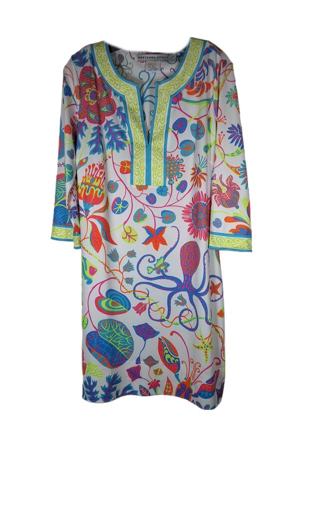 gretchen Scott long sleeve knit dress w/octopus print