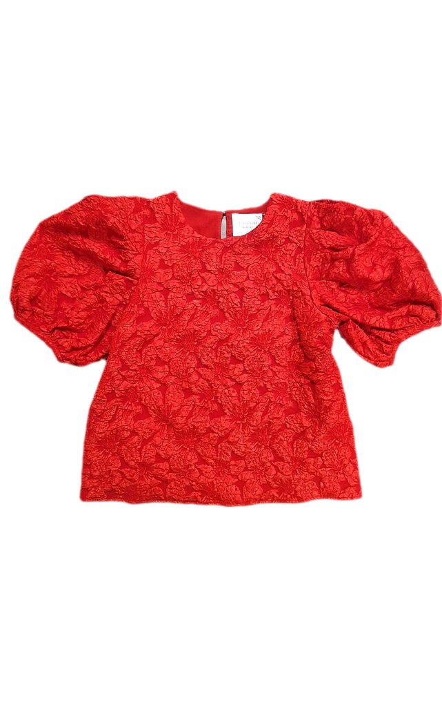 Hyacinth House puff short sleeve top/floral texture
