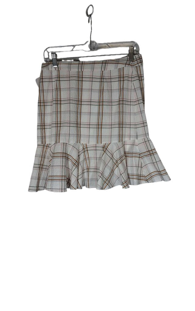 Veronica Beard seersucker plaid skirt w/flounce
