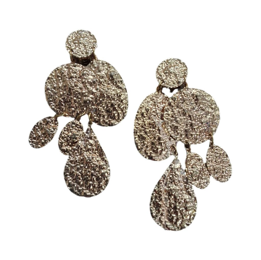 Oscar de la renta hammered multi disc chandeliers w/clips