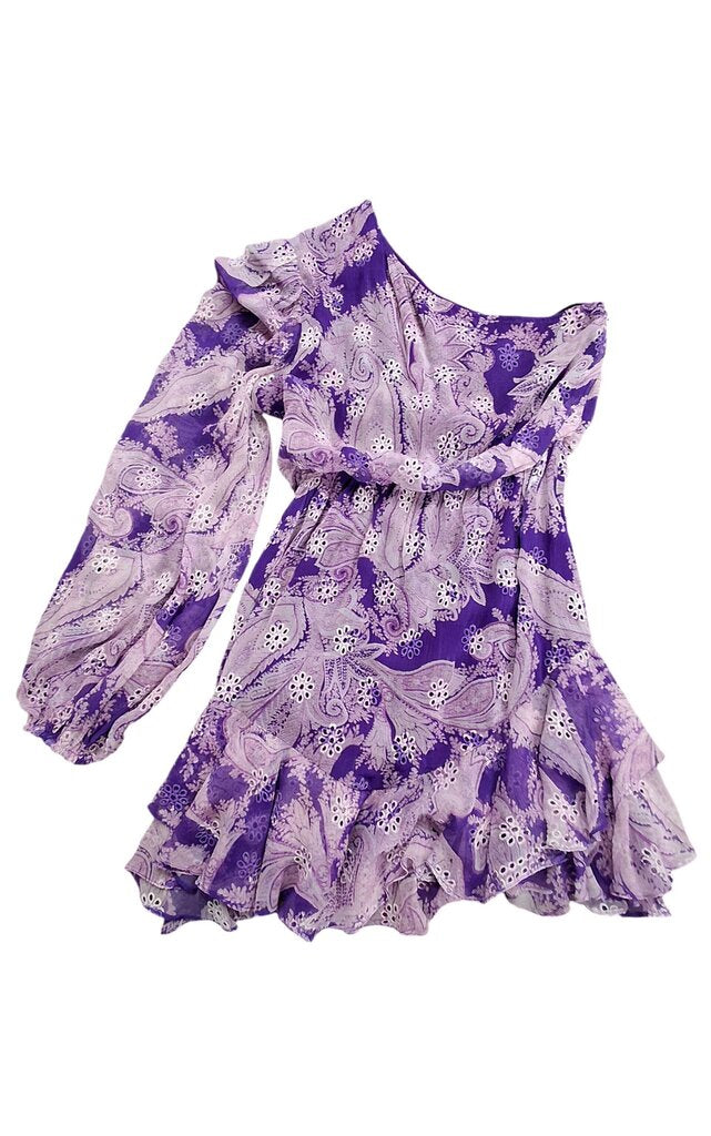 Hemant & Nandita 1 shoulder short paisley eyelet dress/cocktail