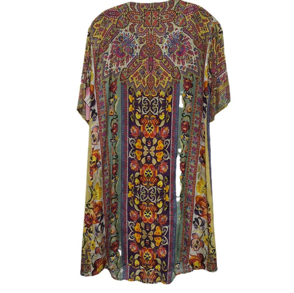 Etro short sleeve satin dress floral/tribal
