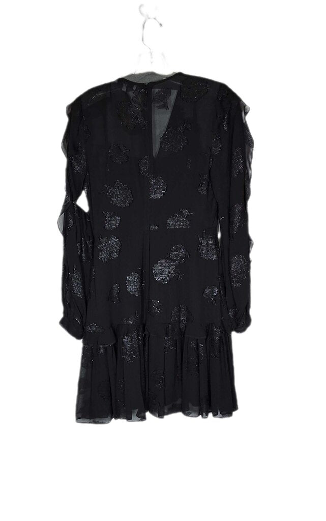 Pearl long sleeve cocktail sheer dress/flounce