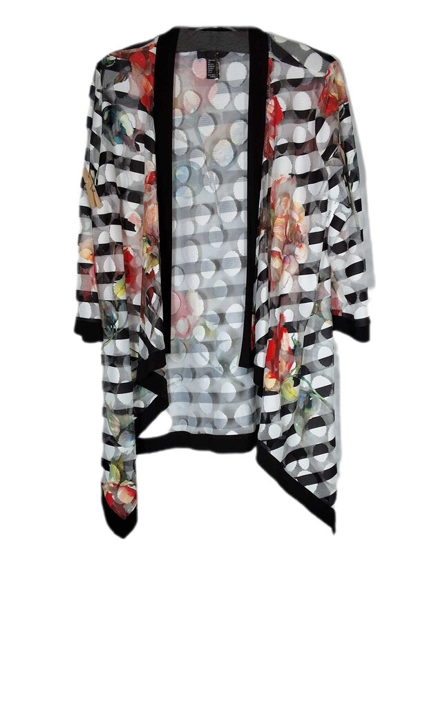 Frank Lyman sheer stripe jacket/dots & floral