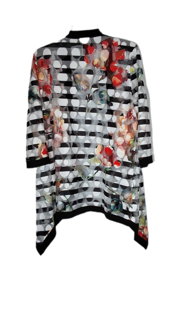Frank Lyman sheer stripe jacket/dots & floral