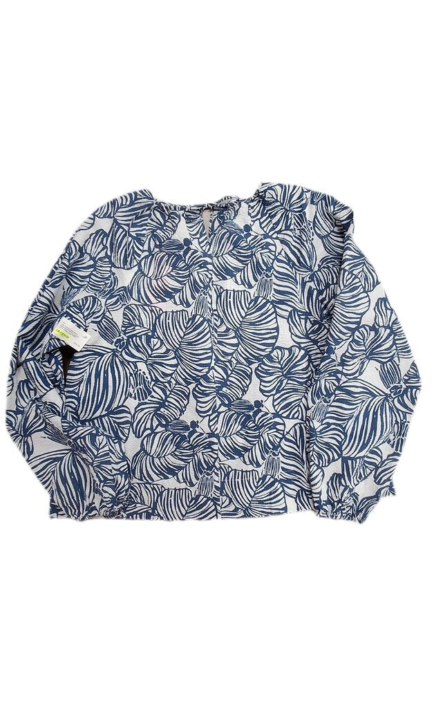 Lilly Pulitzer long sleeve seersucker top/leaf pattern