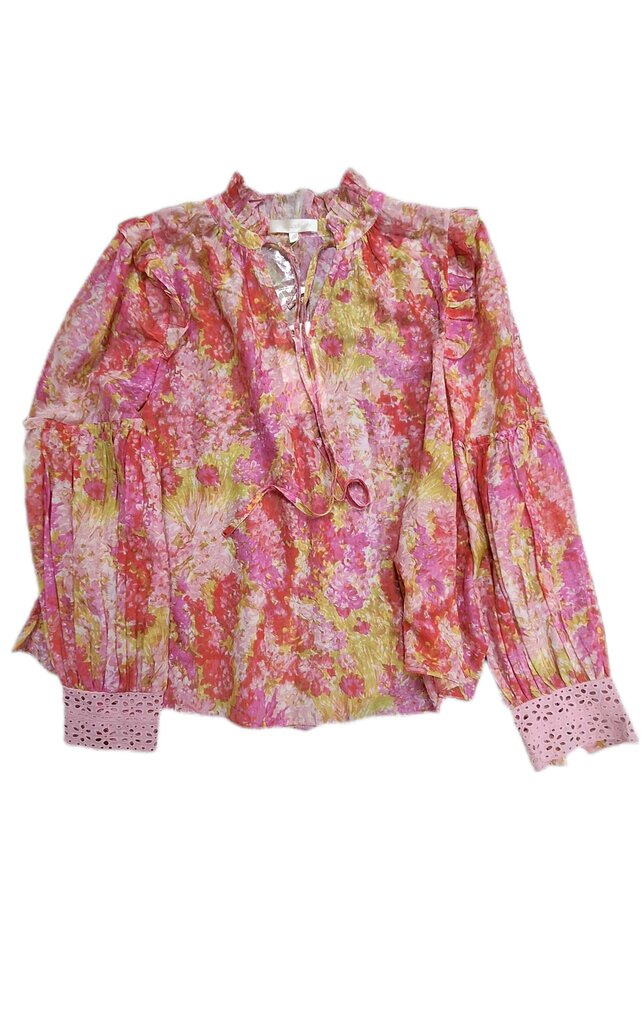 Love shack Fancy long sleeve top/abstract floral