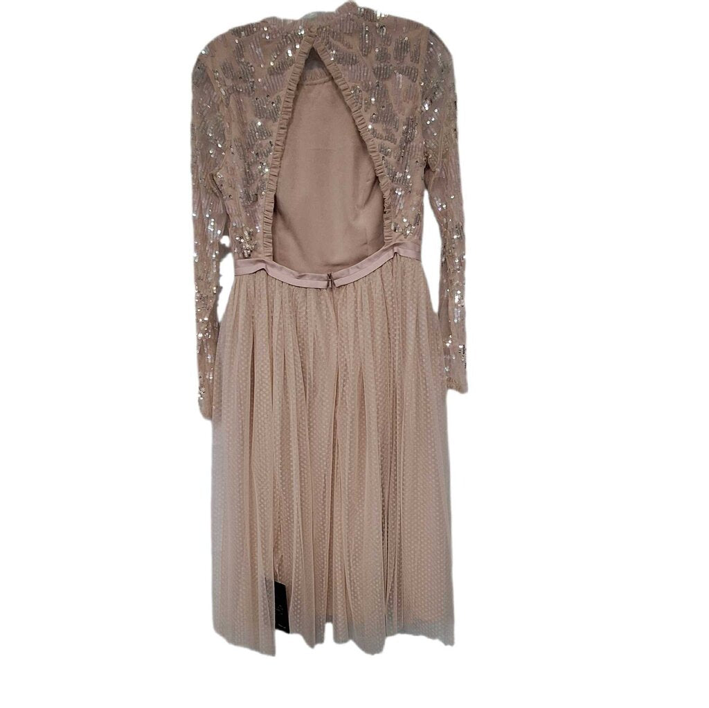 Needle & Thread long sleeve sequin tulle gown