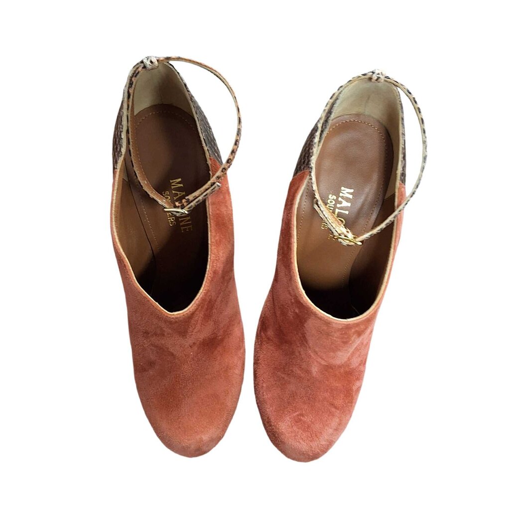 Malone Souliers suede shobootie/hi skin heel