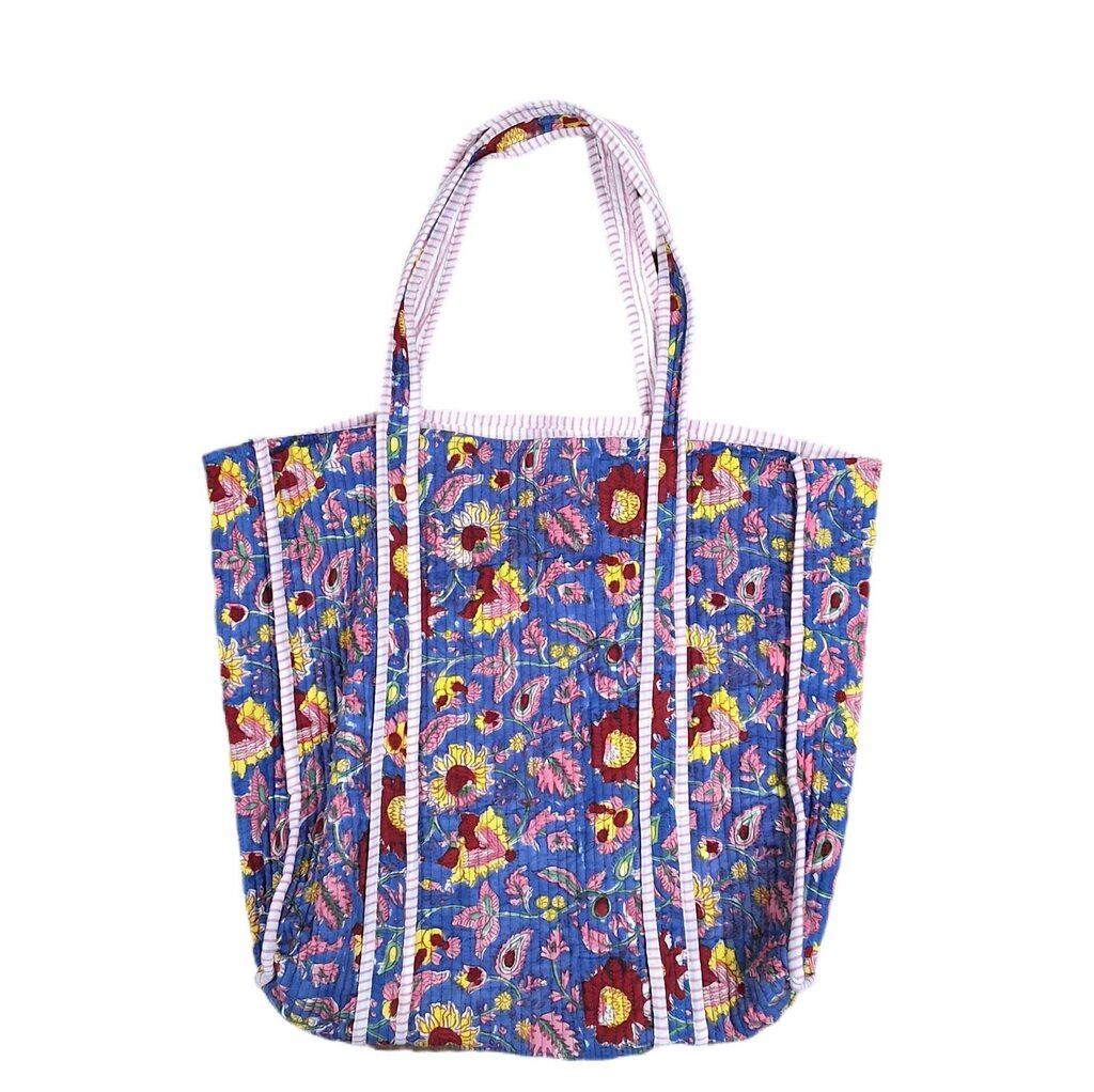 quilted floral tote bag