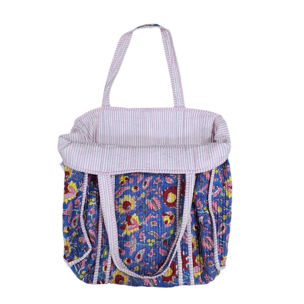 quilted floral tote bag