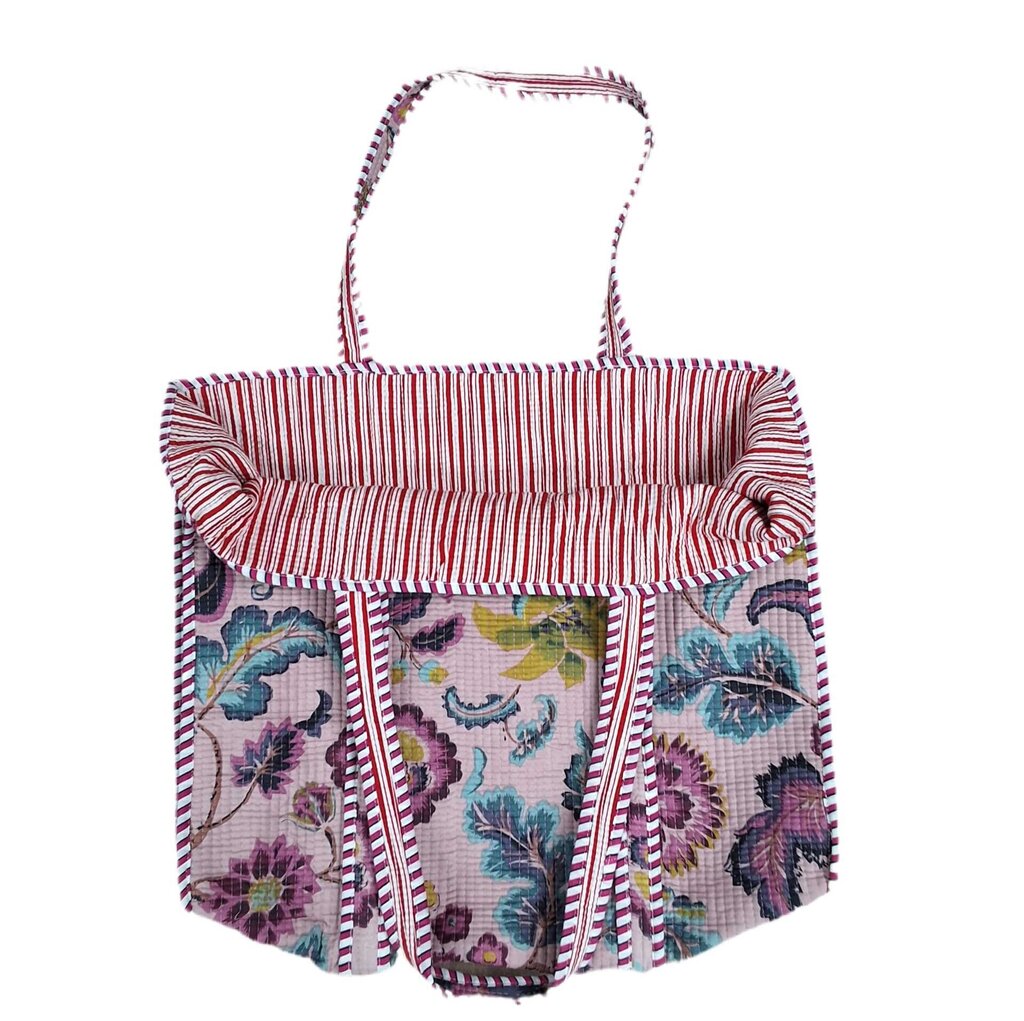 quilted floral tote bag
