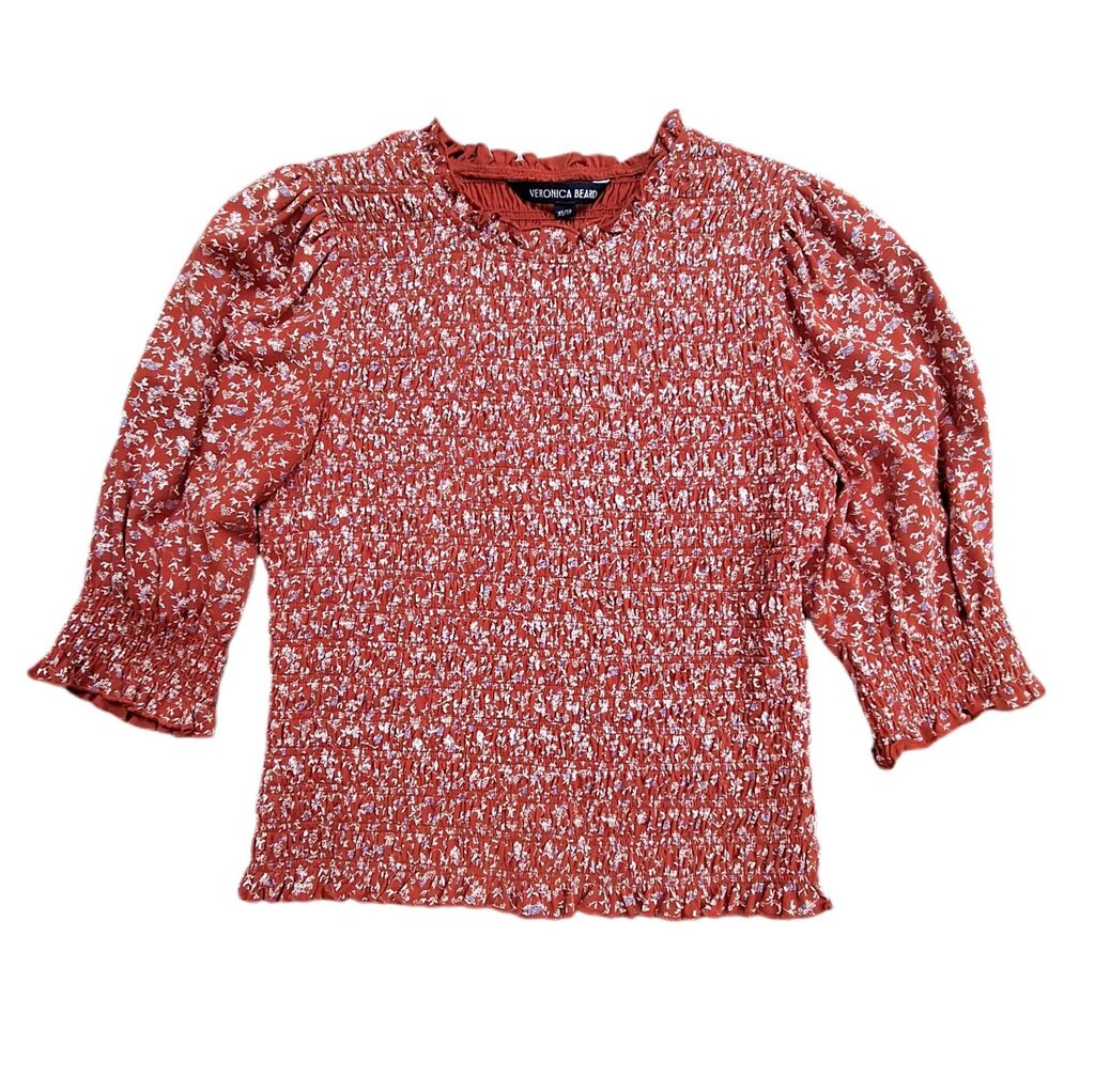 Veronica Beard short sleeve floral top/gatherss