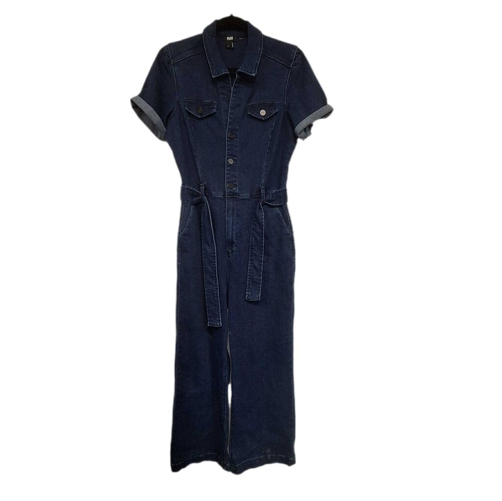Paige Shirt Sleeve Denim Jumpsuit/Tie Belt