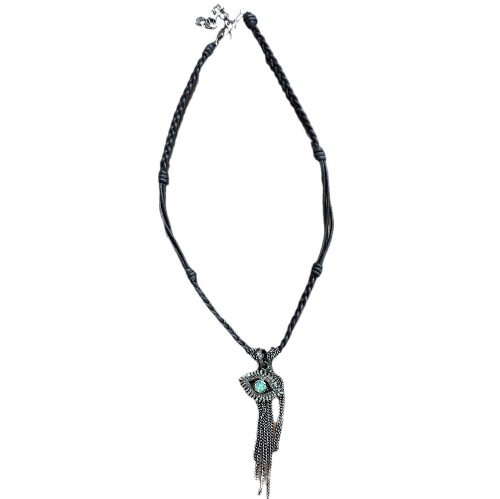 Julz chord necklace black diamond trim pendant