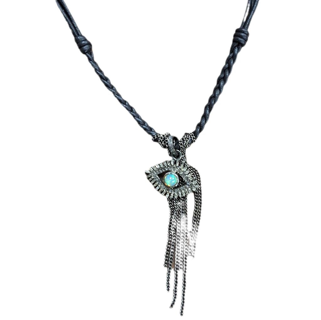 Julz chord necklace black diamond trim pendant