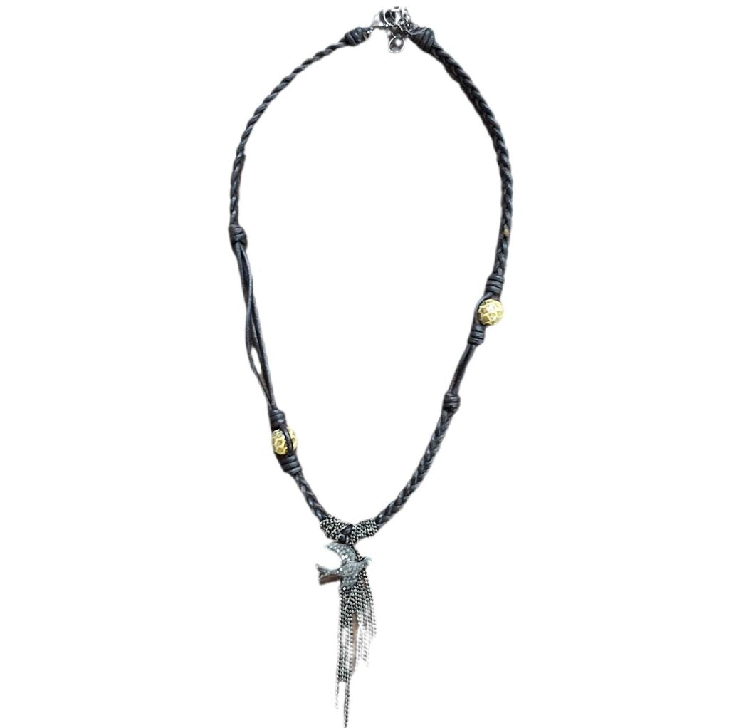 Julz chord necklace black diamond trim pendant