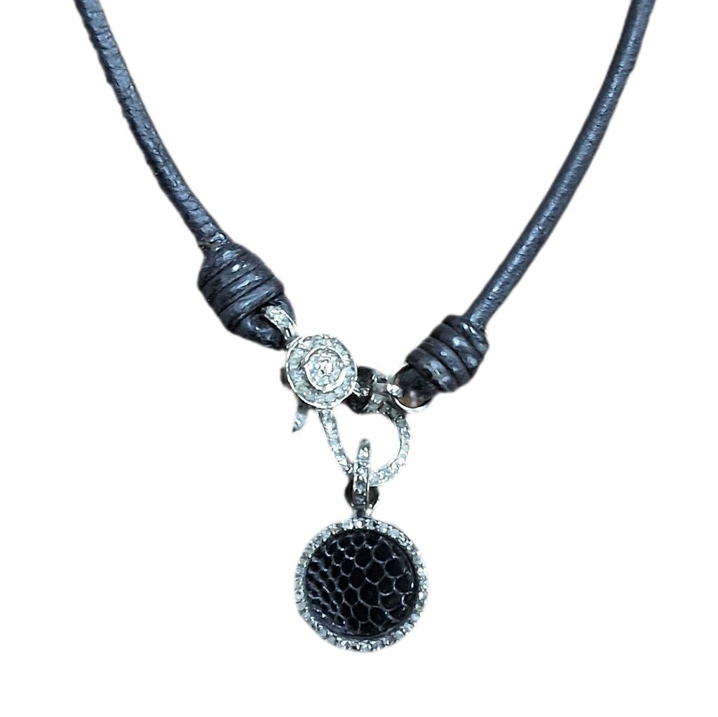 Julz chord necklace black diamond trim pendant