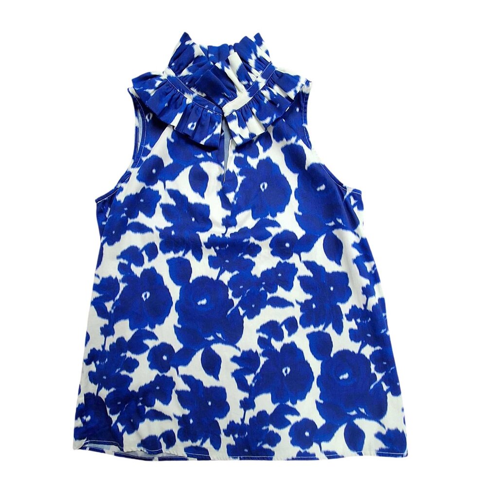 Tuckernuck sleeveless ruffle top/abstract floral
