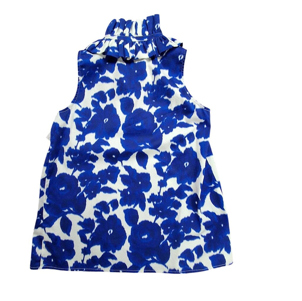 Tuckernuck sleeveless ruffle top/abstract floral