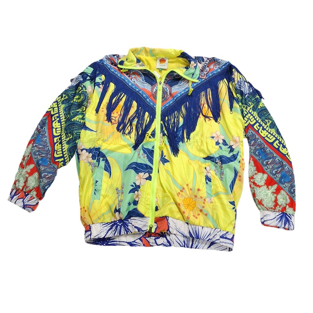 Farm Rio floral windbreaker/fringe