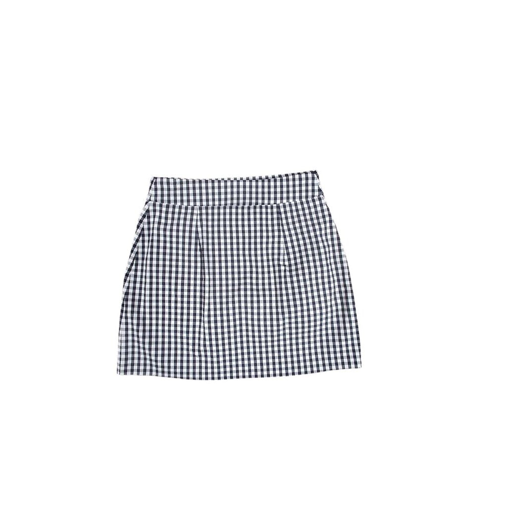 J Mclaughlin check skort/button+ scallops
