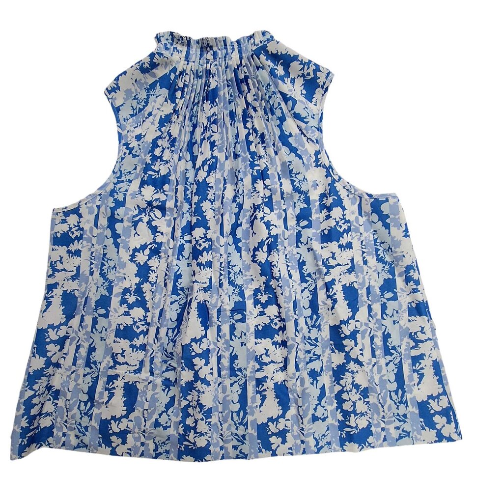 Marie Oliver sleeveless floral top/pleat high color