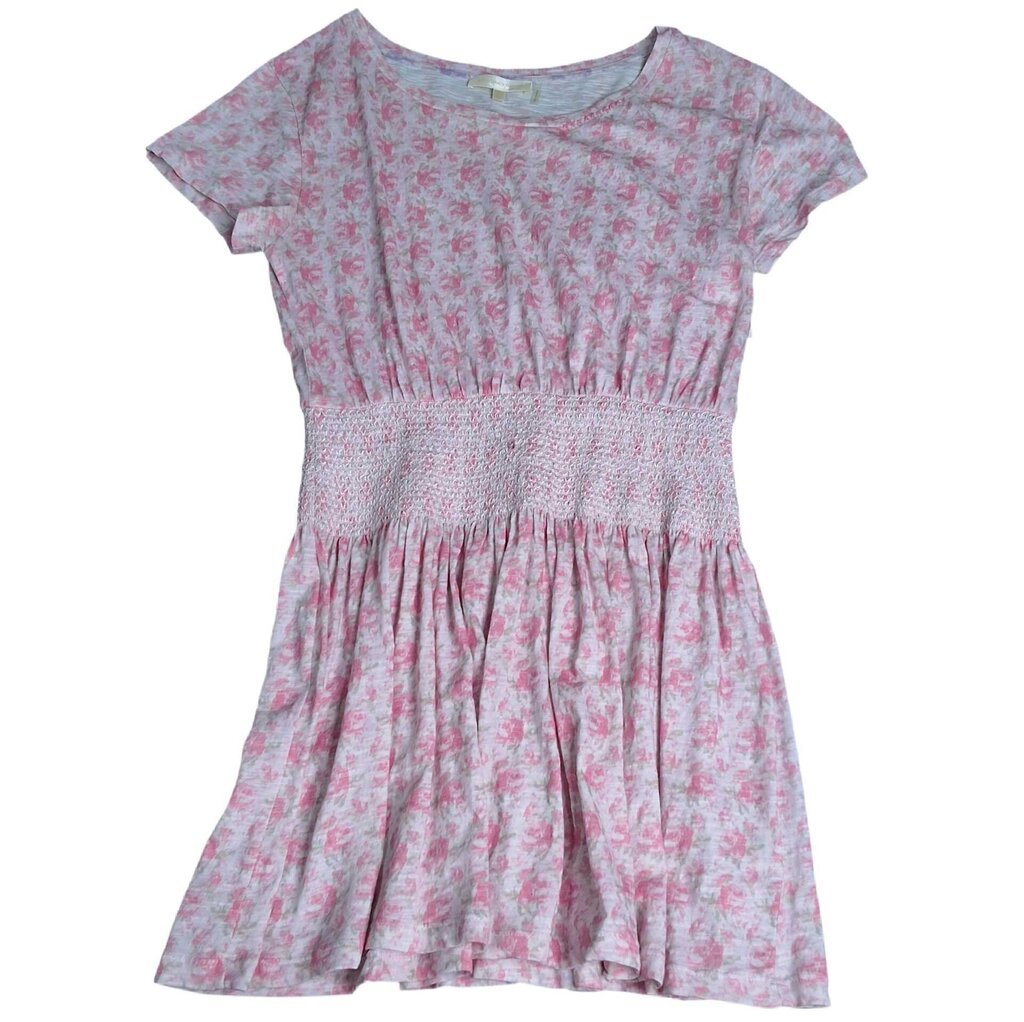 Love Shack Fancy short sleeve floral knit dress/gathered waist