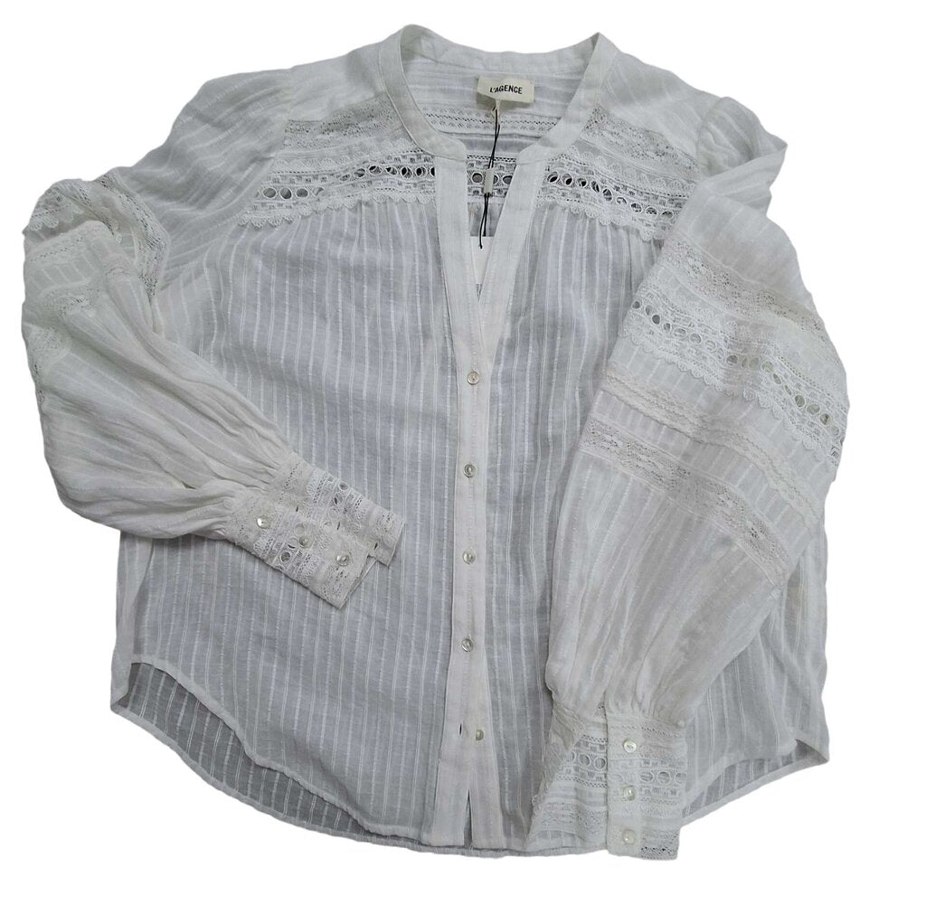 L'agence long sleeve linen shirt/lace trim