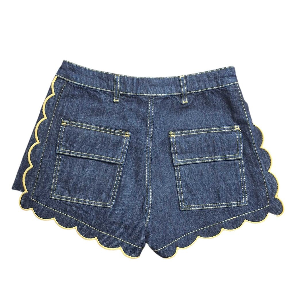 Farm Rio denim shorts/scallop trim