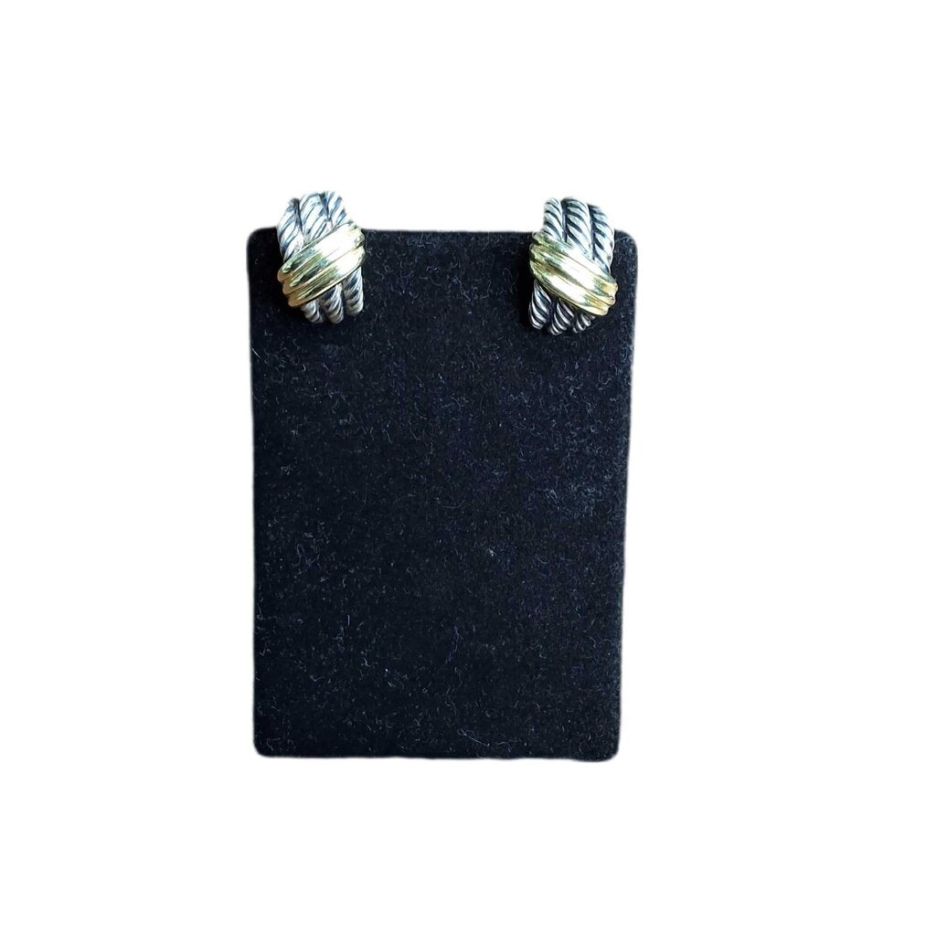 David Yurman 2 tone cable huggie earrings