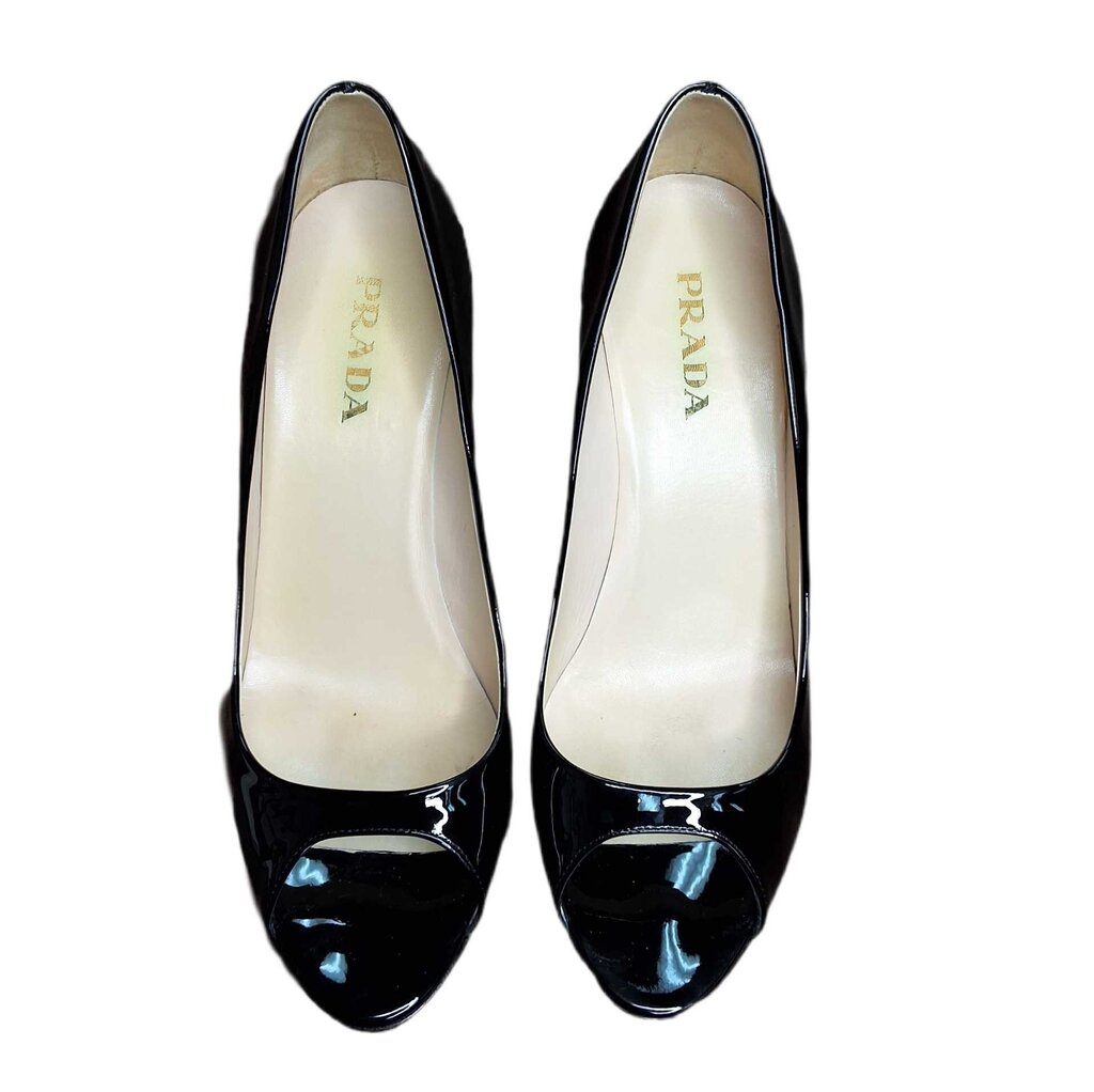 Prada patent open toe heel